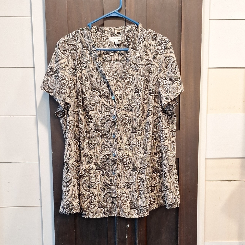 Croft & Barrow Monochrome Paisley Blouse